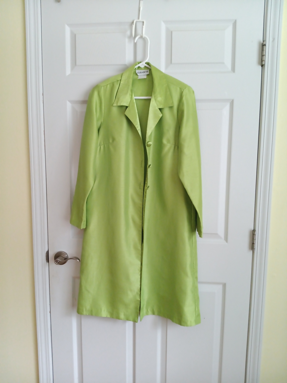 Elisabeth by Liz Claiborne Vintage Apple Green Faux Silk Duster Jacket Coat